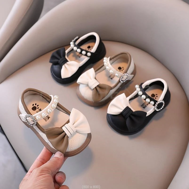 Girl Leather Shoes Mary Jane Fashion Glossy PU Children Princess Shoes Spring Autumn Bowknot Sweet Kid Causal Dress Single Shoes