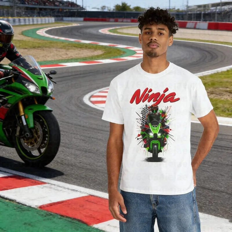 

25-26 Summer Outdoor Quick Drying Breathable Kawasaki 100% Cotton Printed T-shirt Men's and Women's Thin Motorcycle Comfortable