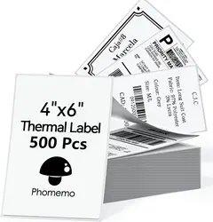 Verpakking Van 500 Ventilatorvouwetiketten Phomemo 4X6 Thermisch Papier Printer Label Thermisch Direct Verzending Label Pakket Labels Voor Phomemo 241