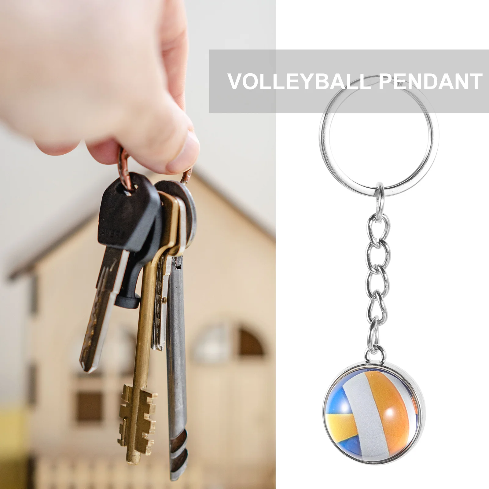 2 Pezzi Portachiavi Decorativo a Forma di Pallone da Pallavolo, Accessorio Compatto da Appendere per Cerniere, Cinture, Ciondolo Multifunzione per Borse, Ideale per Laurea