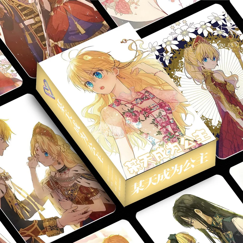 55 Pcs/Set Korean Manhwa 'Be a Princess Someday' Laser Cut Photocards Featuring Sia & Claude 3-Inch LOMO Cards for Cosplay