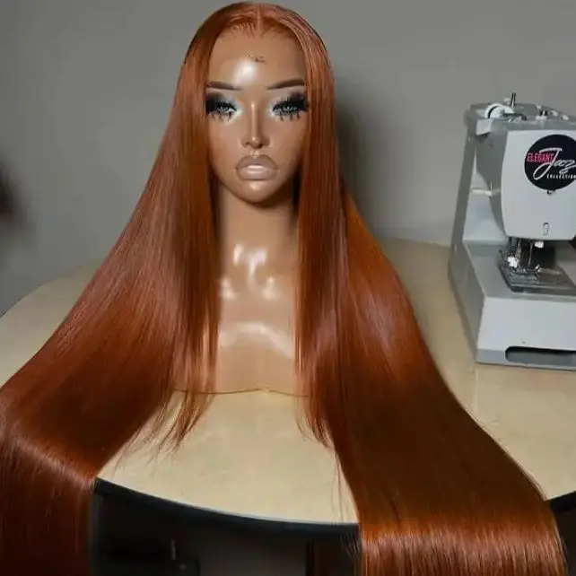 الزنجبيل شعر مستعار العظام مستقيم الدانتيل الباروكة الأمامية 13X4 HD شفافة قبل قطعها غلويليس الاصطناعية شعري طبيعي تأثيري ارتداء اليومي