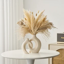 Creative Vases Nordic Modern Wedding Decoration Ceramic Interlock Vase Pampas Grass Living Room Home Decor Desktop Ornament