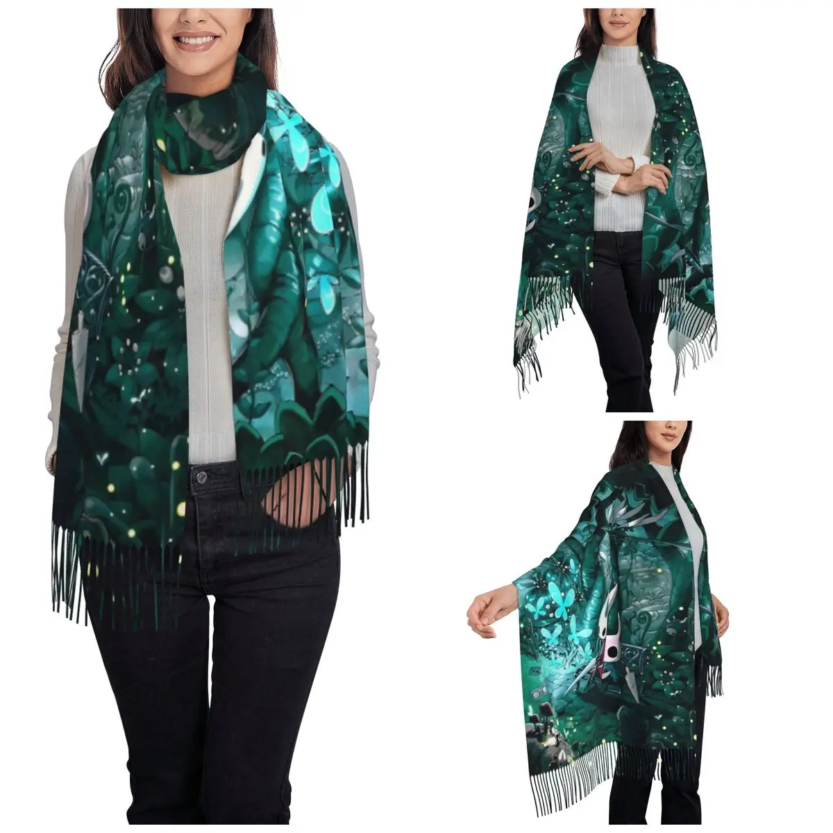 Womens Tassel Scarf Hollow Knight The Knight Long Super Soft Shawl and Wrap Gifts Pashmina Scarves