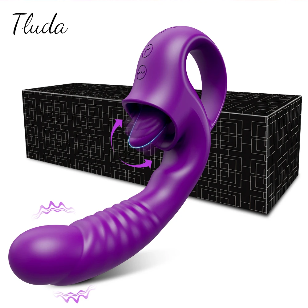 Vagina Dildo Vibrator G-Spot Vibator Tongue Licking Clitoris Stimulator Female Masturbation Adult Goods Sex Toy for Women