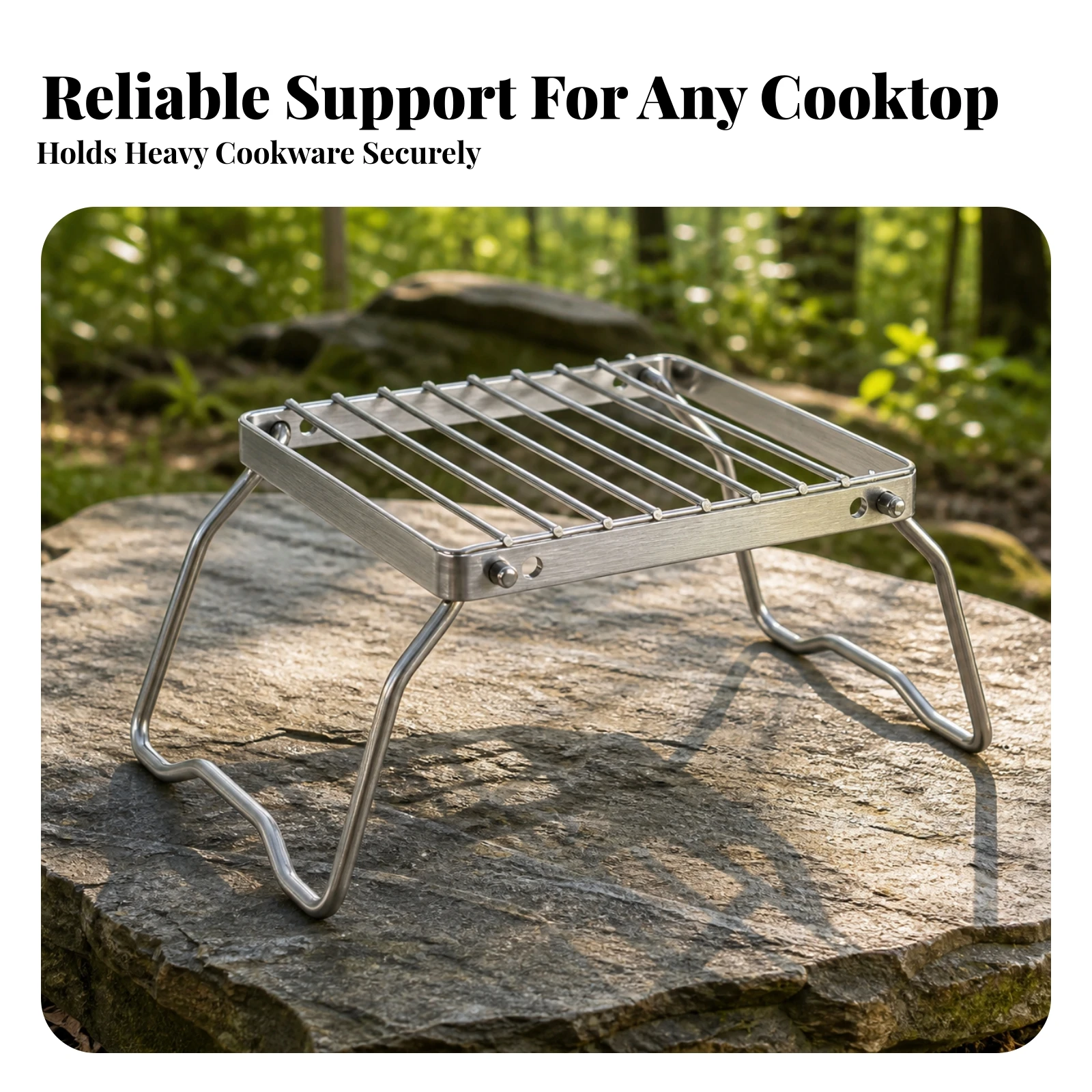 Foldable Campfire Grate Rack Long-Lasting Campfire Grate Rack with Folding Legs Folding Campfire Grill Anti-Rust Portable Camp