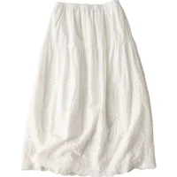 Pure Cotton Embroidered A-Line Skirt High Waist Midi Skirt Retro Sle Spring Summer New Arrival Women's Faion Artistic 5