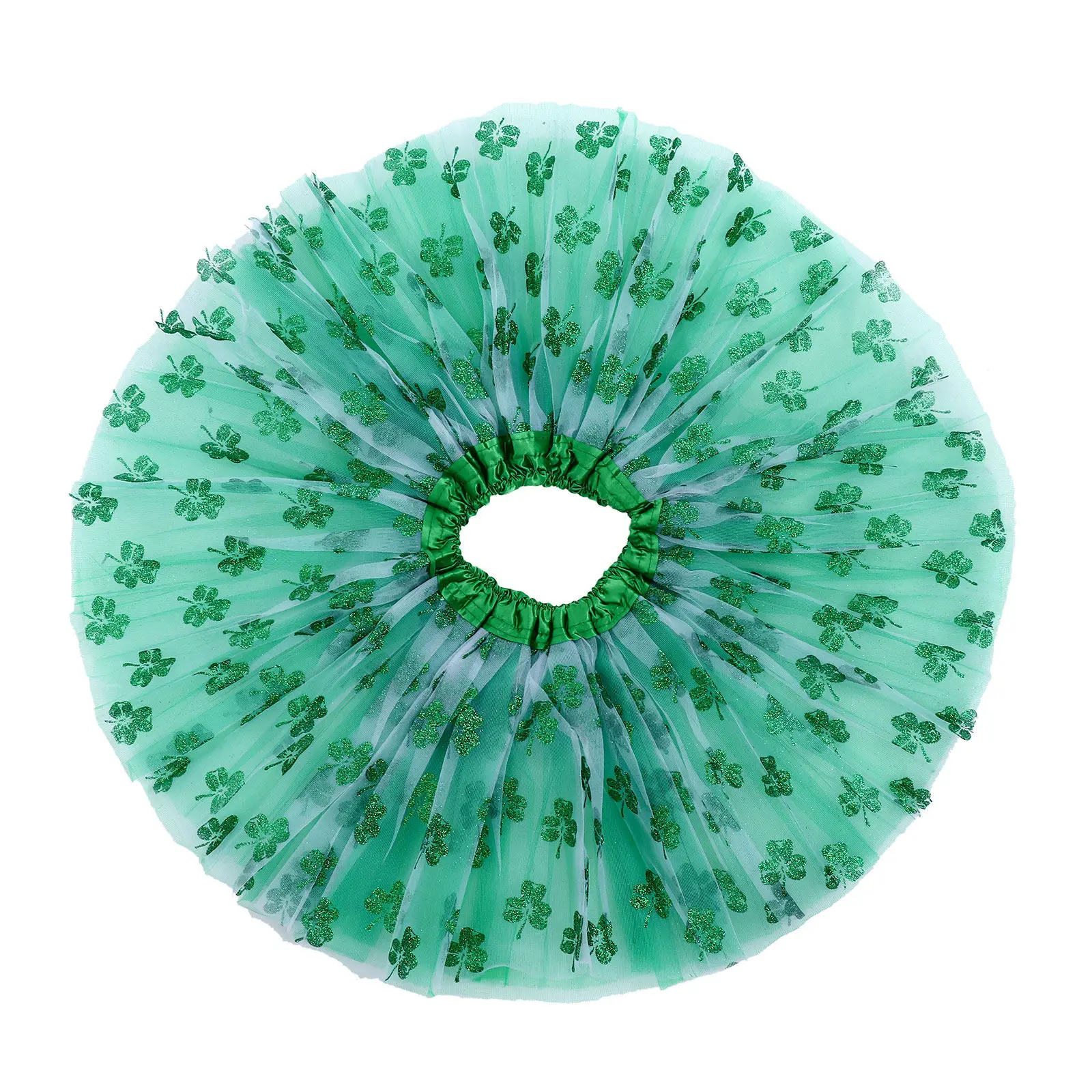 1Pcs Girl Skirt 2-7 Years Elastic Waist 3-Layer Tulle Gauze Skirt St Patricks Day Costume Dress Up Party Outfit