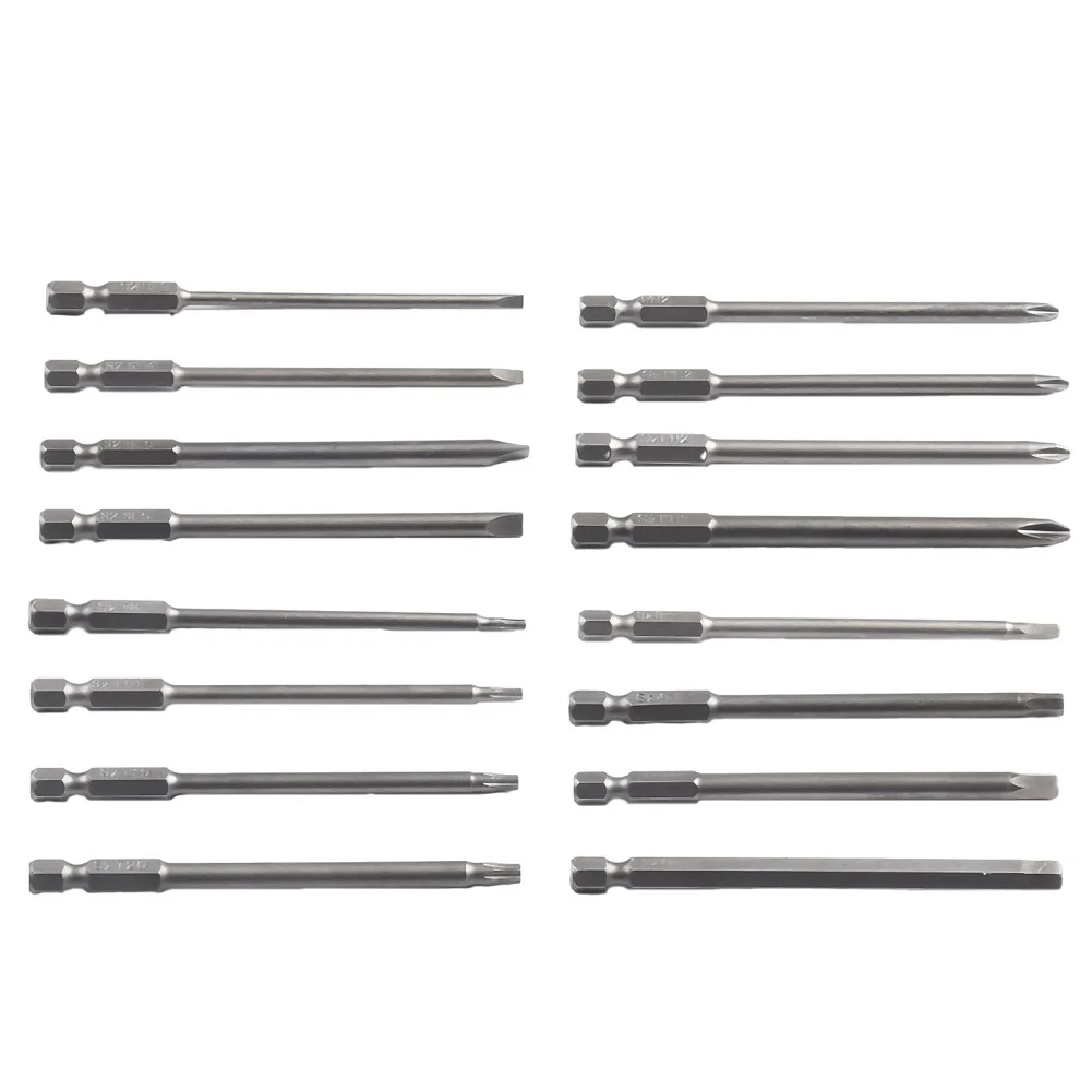 Imagem -03 - Longo Chave de Fenda Bits Conjunto Torx Hex Cabeça Cruz Plana Ponta Entalhada Polegada Hex Chave de Fenda Elétrica Bits Ferramenta Elétrica Peças 100 mm