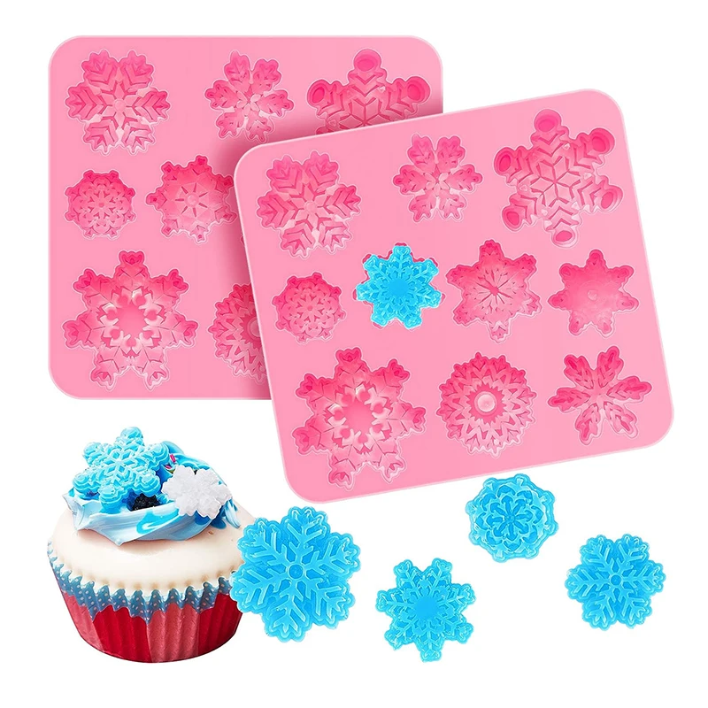 3D Snowflake Silicone Mold Christmas Fondant Mould For Cake Decoration Cupcake Topper Polymer Clay Crafting Projects Kitchen