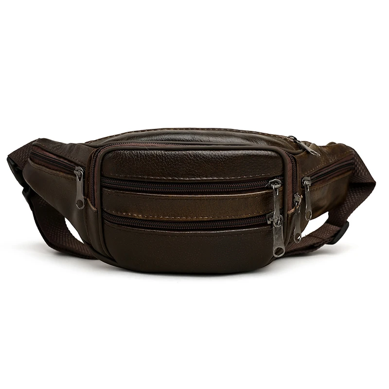 100% Genuine Leather Men\'s Waist Bag  Genuine Leather Waist Packs Casual Business High Capacity Shoulder Bag with Chest Pack