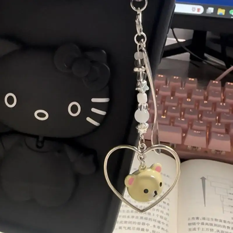 Kawaii Rilakkuma Mobile Phone Chain Cute Cartoon Bead Ccd Camera Pendant Y2K Backpack Decoration Boys and Girls Birthday Gifts