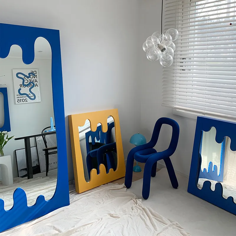 improvement ink splashing mirror, home fitting mirror Nordic floor mirror irregular creative home wall hanging full body mirror