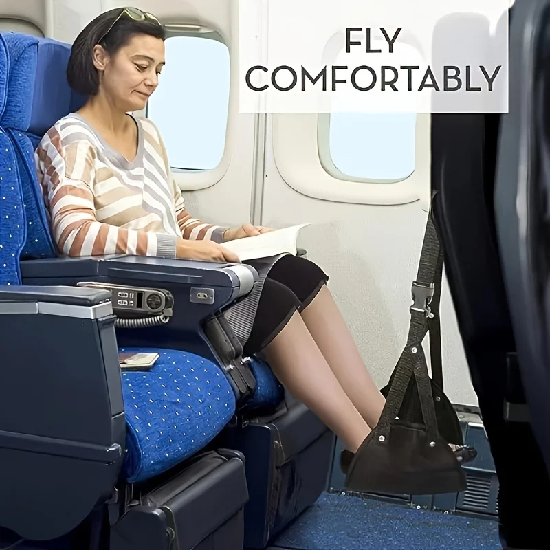 Adjustable Airplane Footrest,Portable Travel Foot Hammock,Leg Rest Sling for Flight,Office,Train & Bus,Breathable Foot Hanger