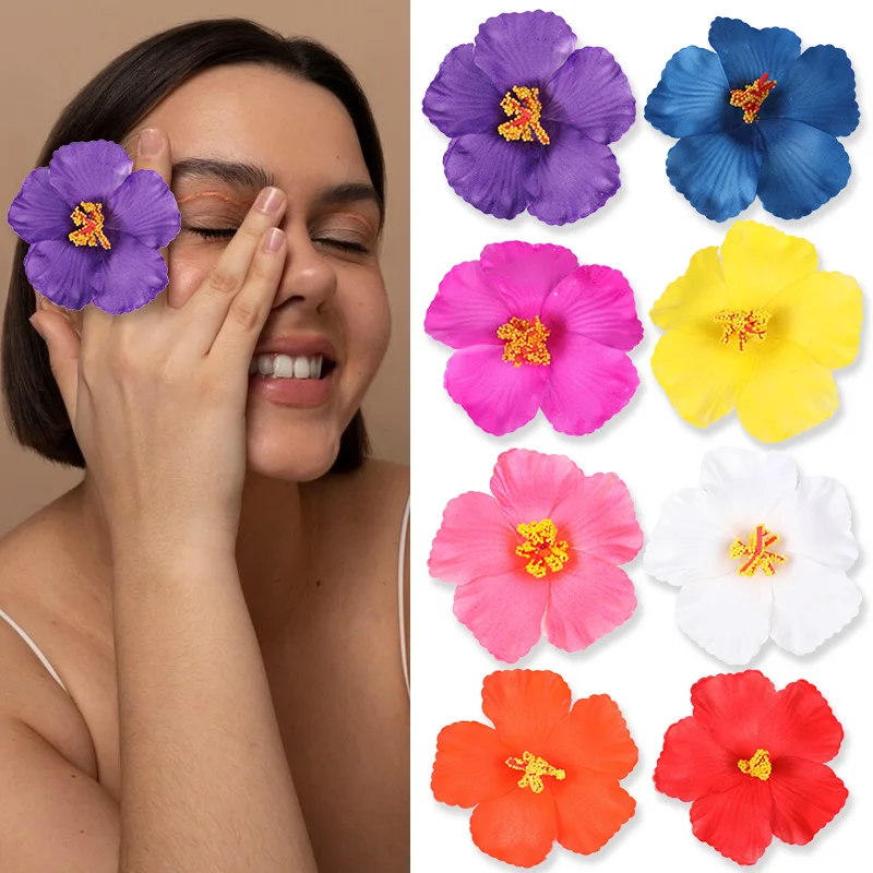 

5Pcs Artificial Hibiscus Flowers Hairpin Party Bohemian Side Bangs Clips Beach Party Decoration Supplies Romantic Hair Accessory