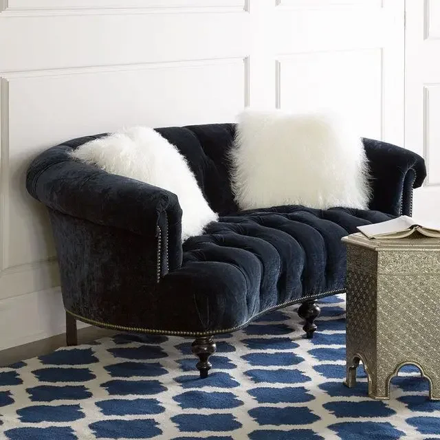 Neoclassical French three-person sofa European small apartment clothing store American fabric sofa