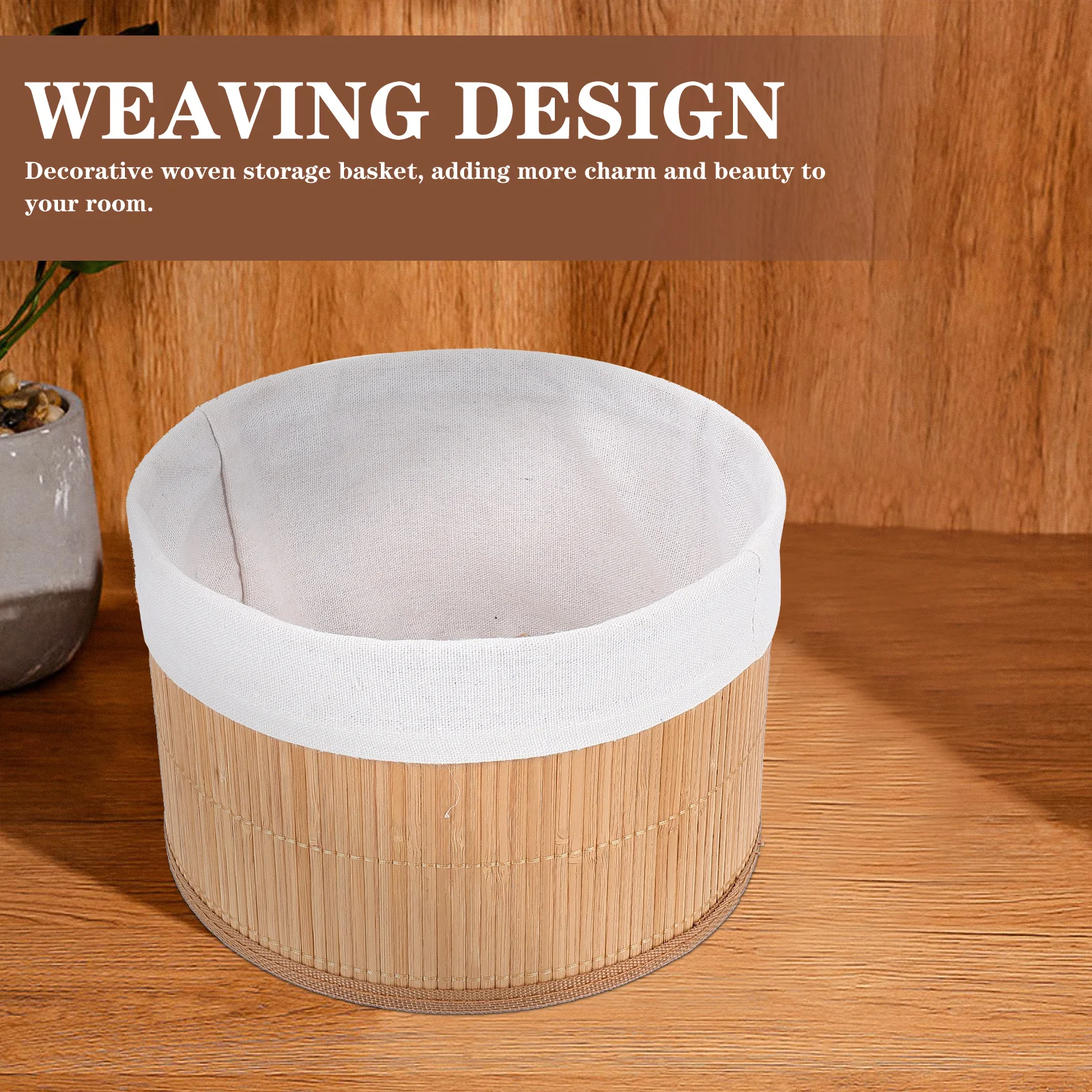 

3Pcs Round Bamboo Storage Basket Woven Multi-Function Desk Basket Fruit Snack Holder Decorative Organizer Household Office Home