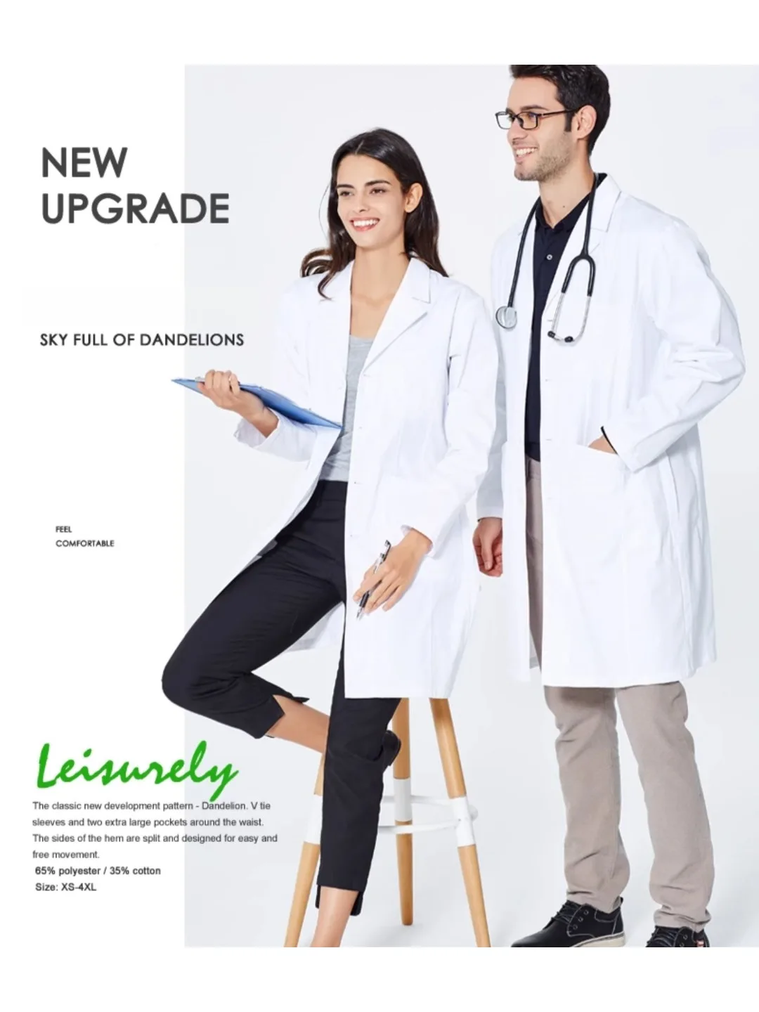 

Professional Pure Color Anti-static Doctor Uniform Unisex Nurse Uniform Lab Coat Dental Ophthalmology Hospital Work Clothes