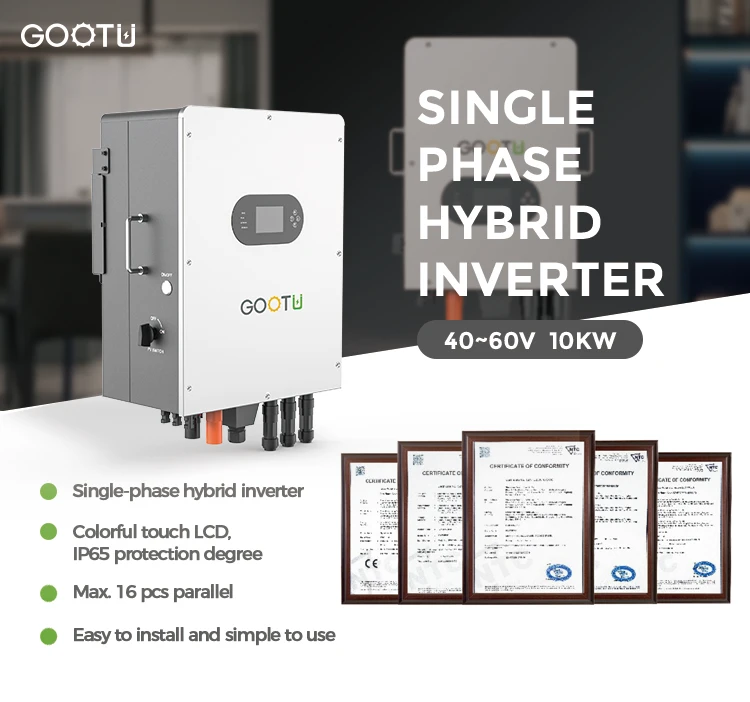 GOOTU 6KW 10KW 12KW Single phase IP65 Inverter Hybrid Solar 48V 220V With Dual MPPT Output IP65 Can parallel 16 units Inverter