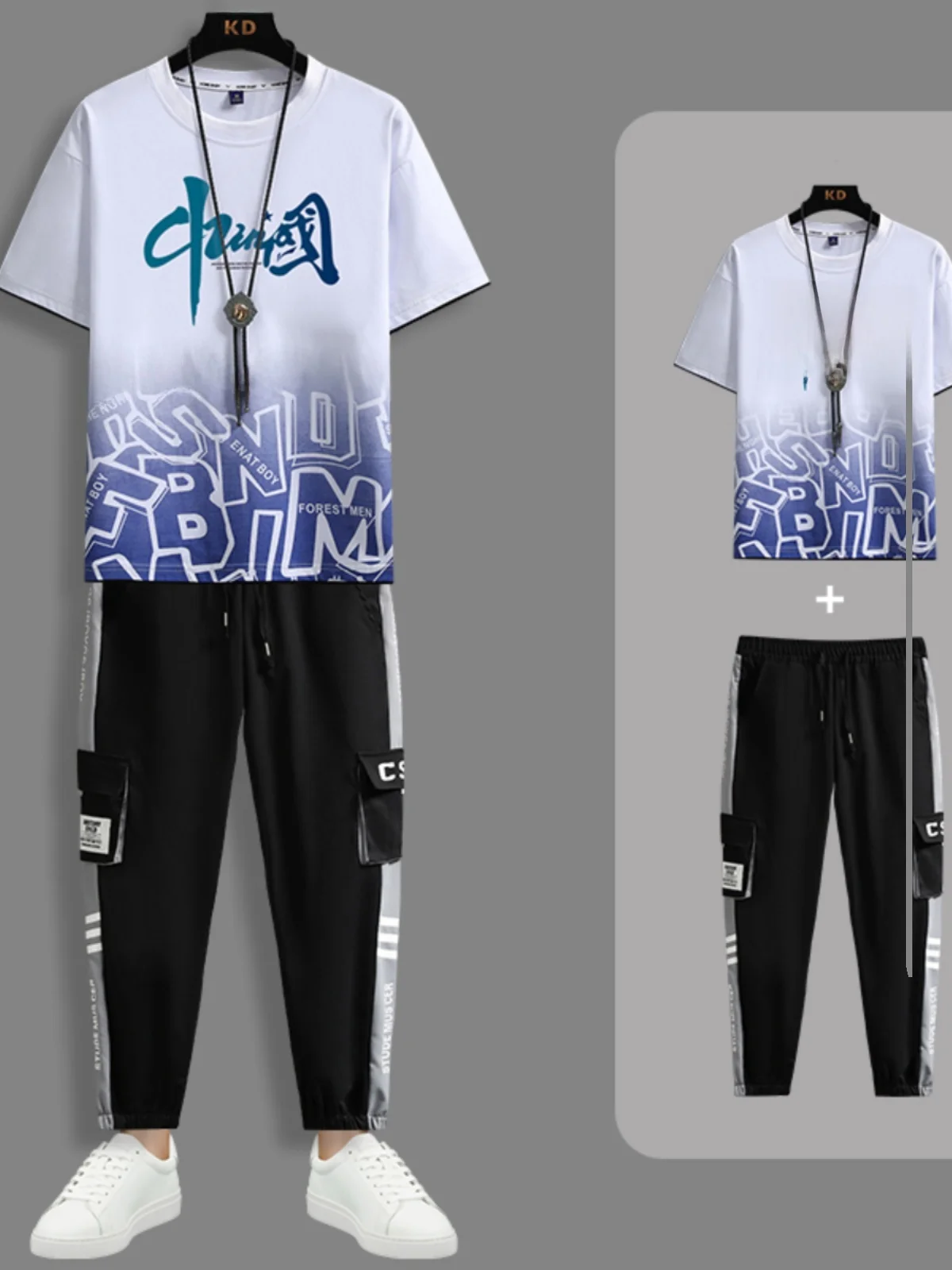 

Teenage Sportswear Set Men Summer Pure Cotton ort Sve Sli High School Students Summer Clothes Casual Sportswear