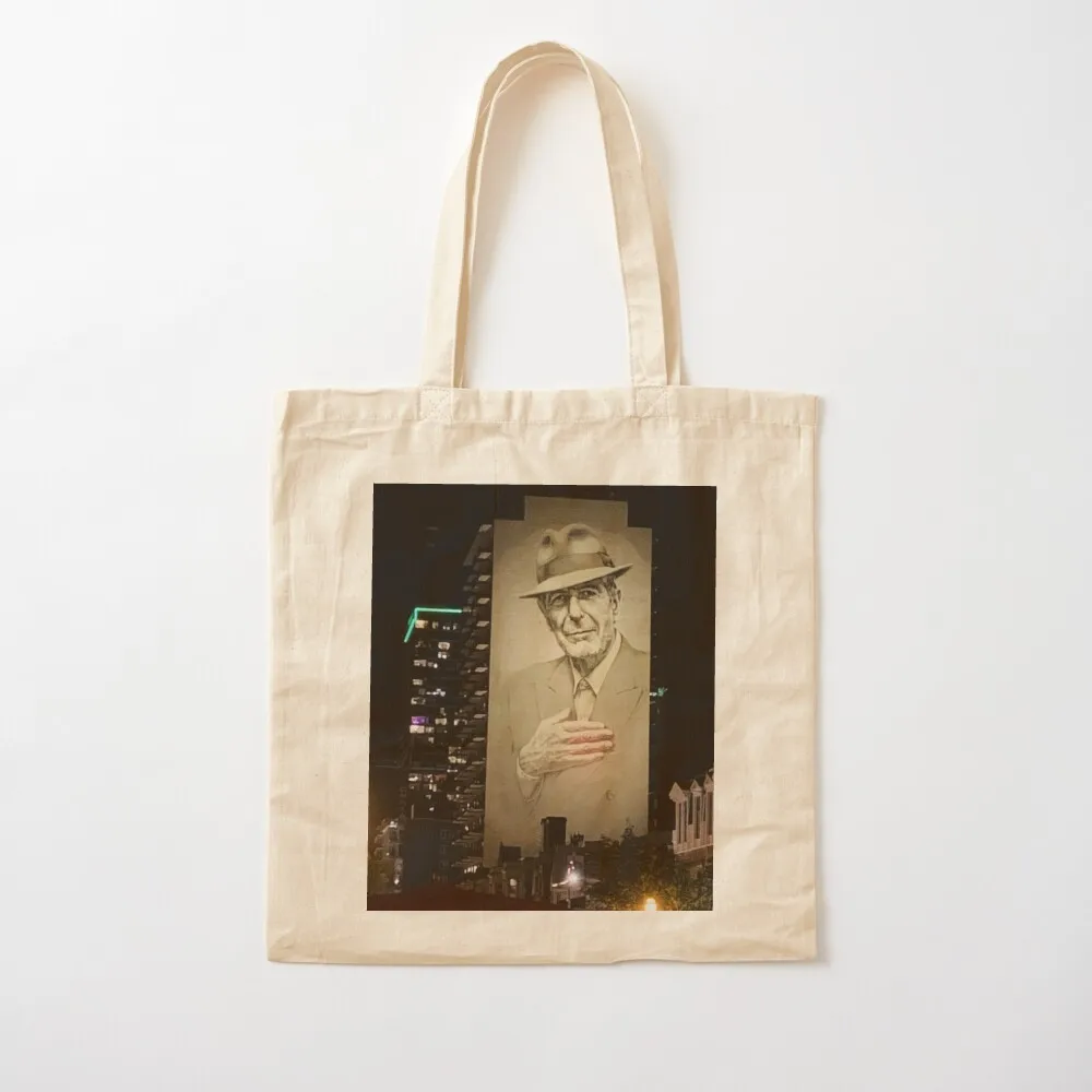 

Leonard Cohen Mural Montreal Tote Bag Women's beach bags sac pour femme Custom bag Woman shopper bag Canvas Tote