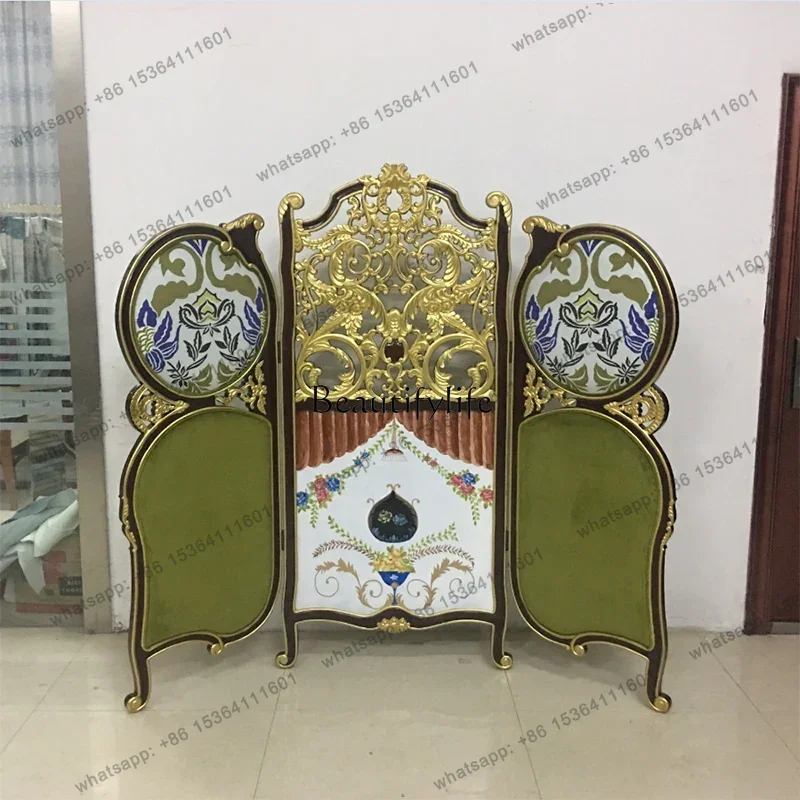 X4   screen neoclassical solid wood double-sided carved hand-painted French partition furnitureSSS