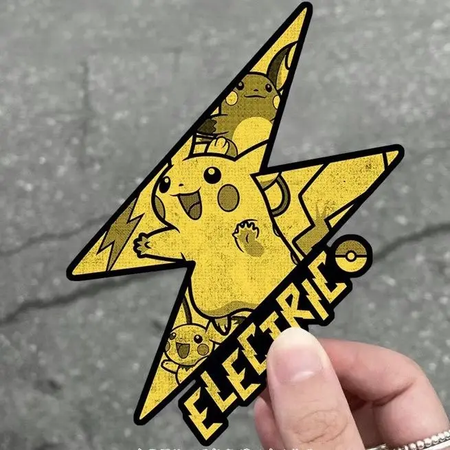Retro Lightning Pikachu Car Motorcycle Electric Stickers Pokemon Personalized Creative Body Decoration Motorcycle Stickers