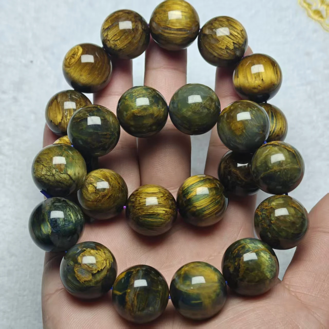 Natürliche AAA Gelb-Blaue Pietersite Glatte Runde Lose Perlen Schmuck DIY Zubehör, Armbänder und Passende Perlen – Detail 7