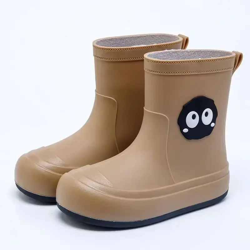 Fashionable Versatile Waterproof Non-slip Knee-high Rain Shoes For Women Children Parents Cartoon Style Mid-length Rain Boots