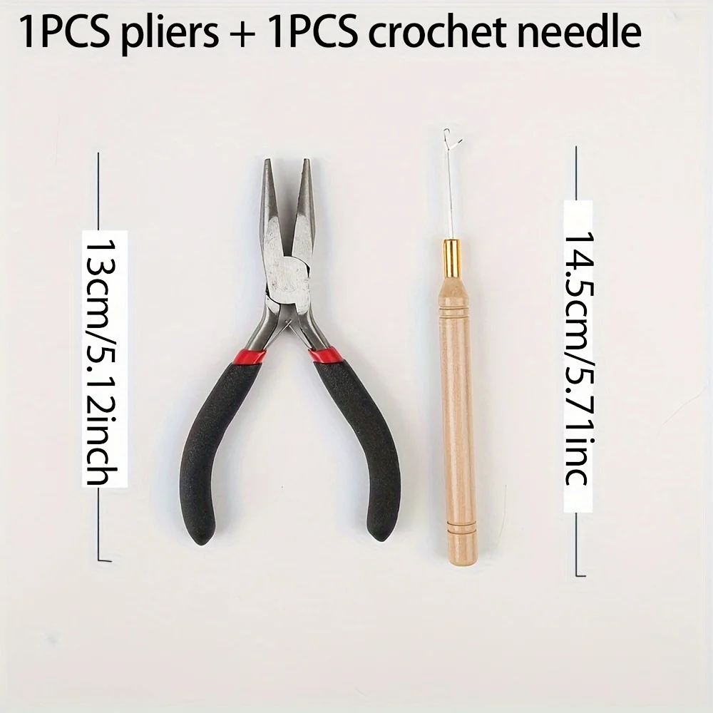 1 pz pinze + 1 pz kit parrucca ago all'uncinetto per installare estensioni dei capelli Kit di strumenti parrucchiere accessori professionali per parrucchieri