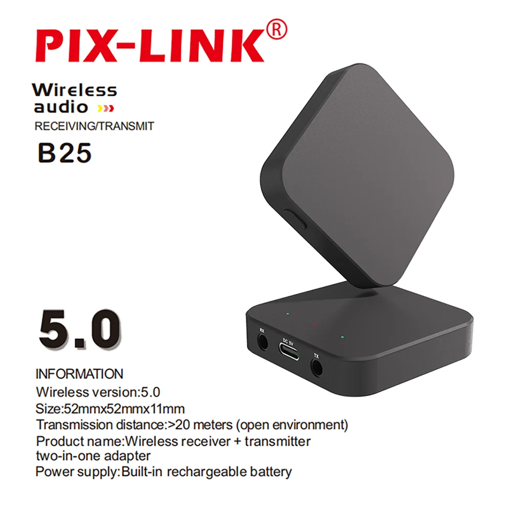 Pix-link Bluetooth serat optik kompatibel dengan 5.0 adaptor Audio nirkabel penerima pemancar dua-dalam-satu AUX pasang dan mainkan