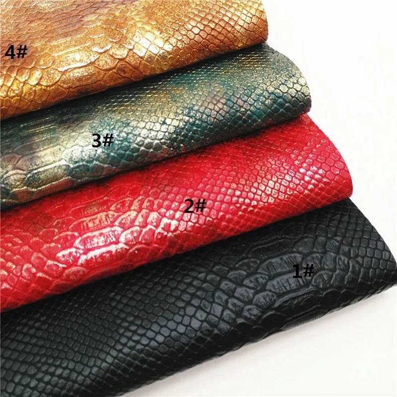 Metallic Snake Synthetic Leather Fabric Sheets Python Faux Leather For Bags Shoes Bows DIY Craft Sheets Mini Rolls W179