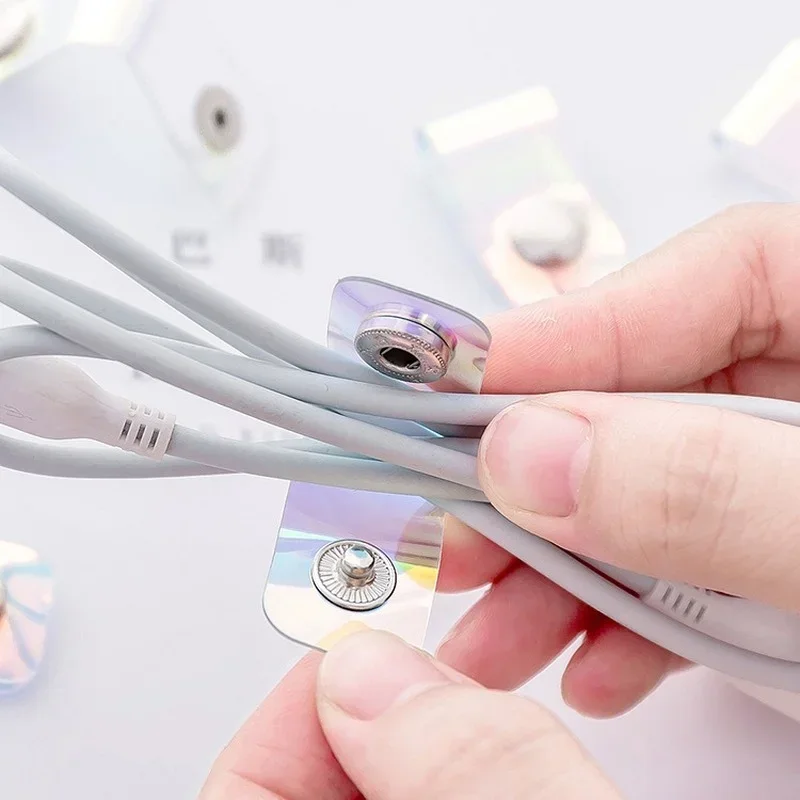 Enrollador de cables, Protector de cuerda de correa de sujeción de cables de datos, organizador de almacenamiento de línea de carga de auriculares, 4 unids/lote PVC transparente