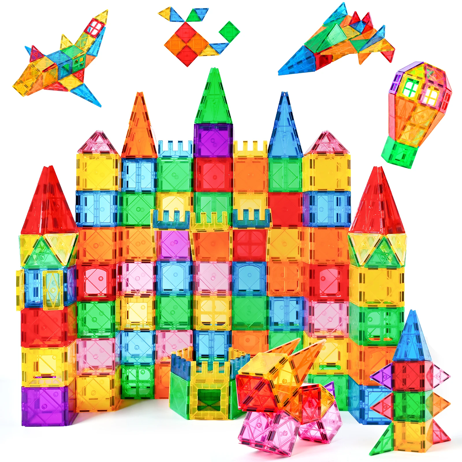 Magnetic Constructions,92 Pieces Magnetic Cards for Children Colorful Toys Funny Magnetic Blocks,Magnetic Construction for Kids