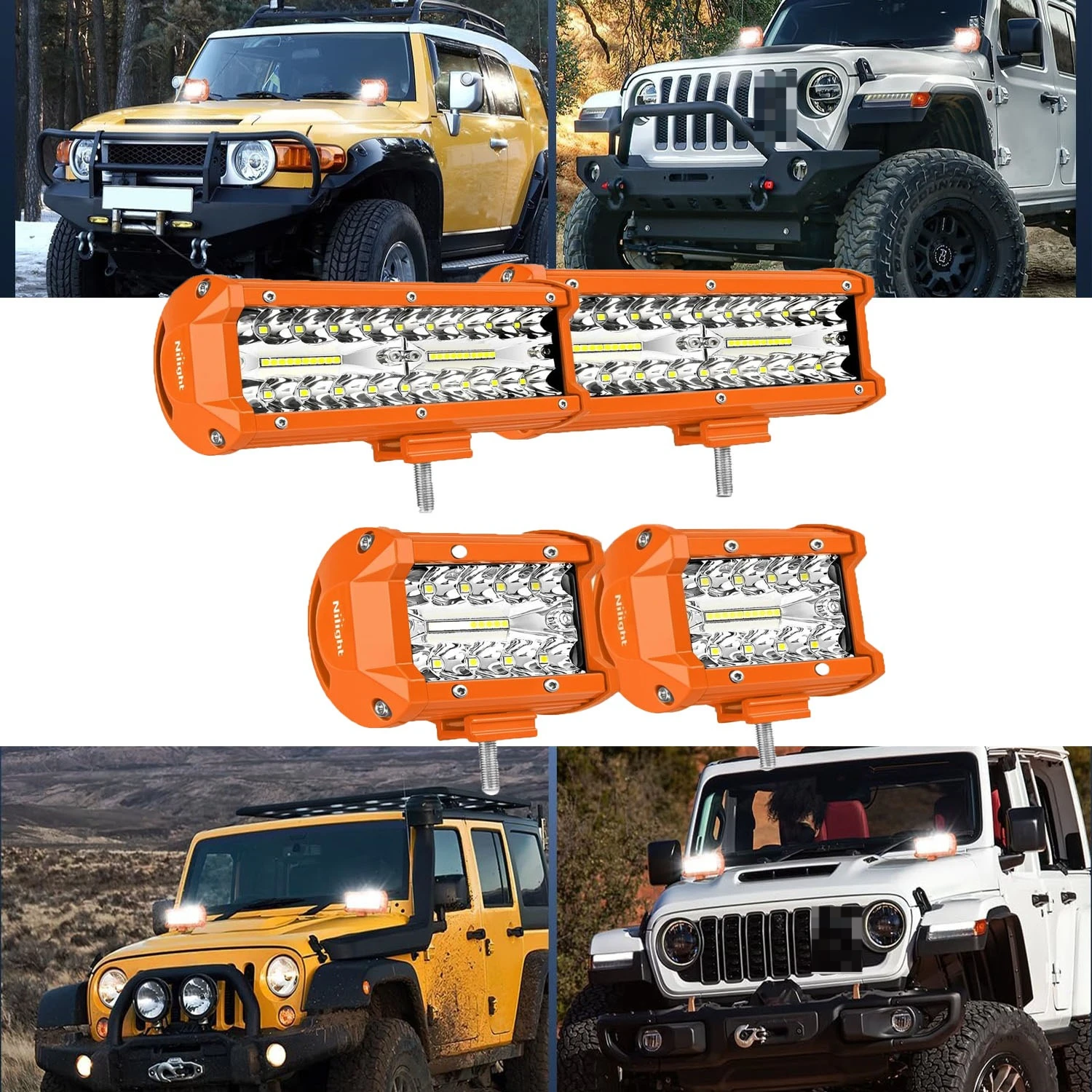 

Nilight LED Light Bar Combo Kit - 2PC 4" 60W + 2PC 6.5" 120W Triple Row Flood Spot Driving Lights for Truck ATV UTV SUV Boat 4x4