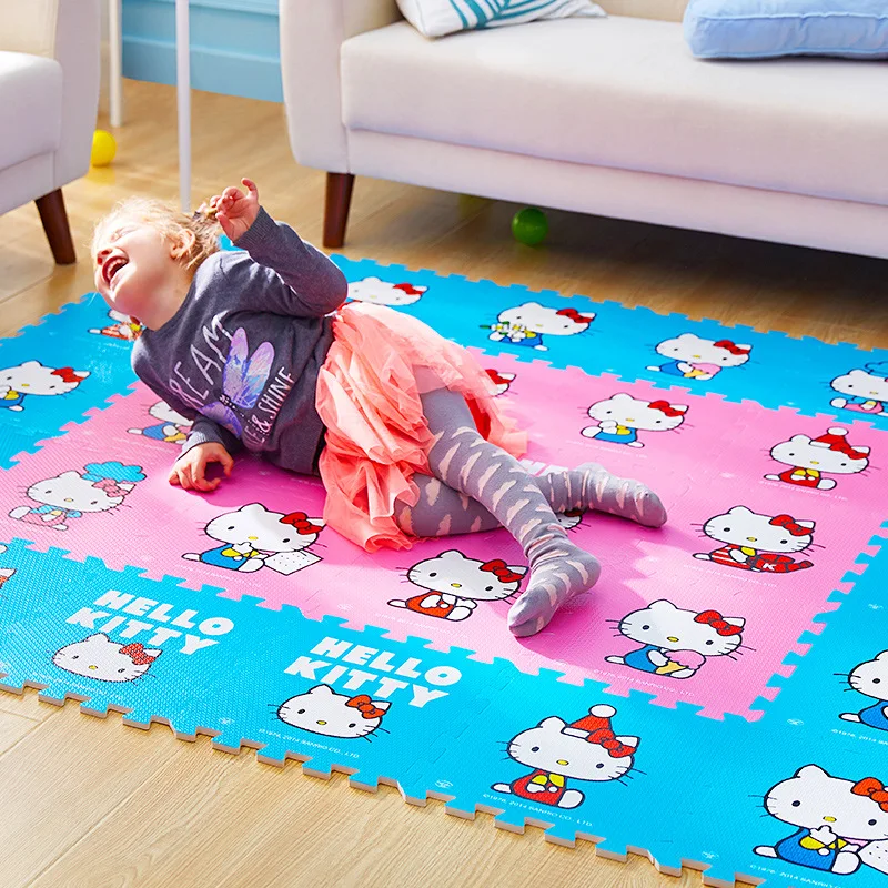 Cute Hello Kitty Jigsaw Puzzle Floor Mat Cartoon Sanrio Children Crawling Mat Living Room Room Jigsaw Puzzle Floor Mat