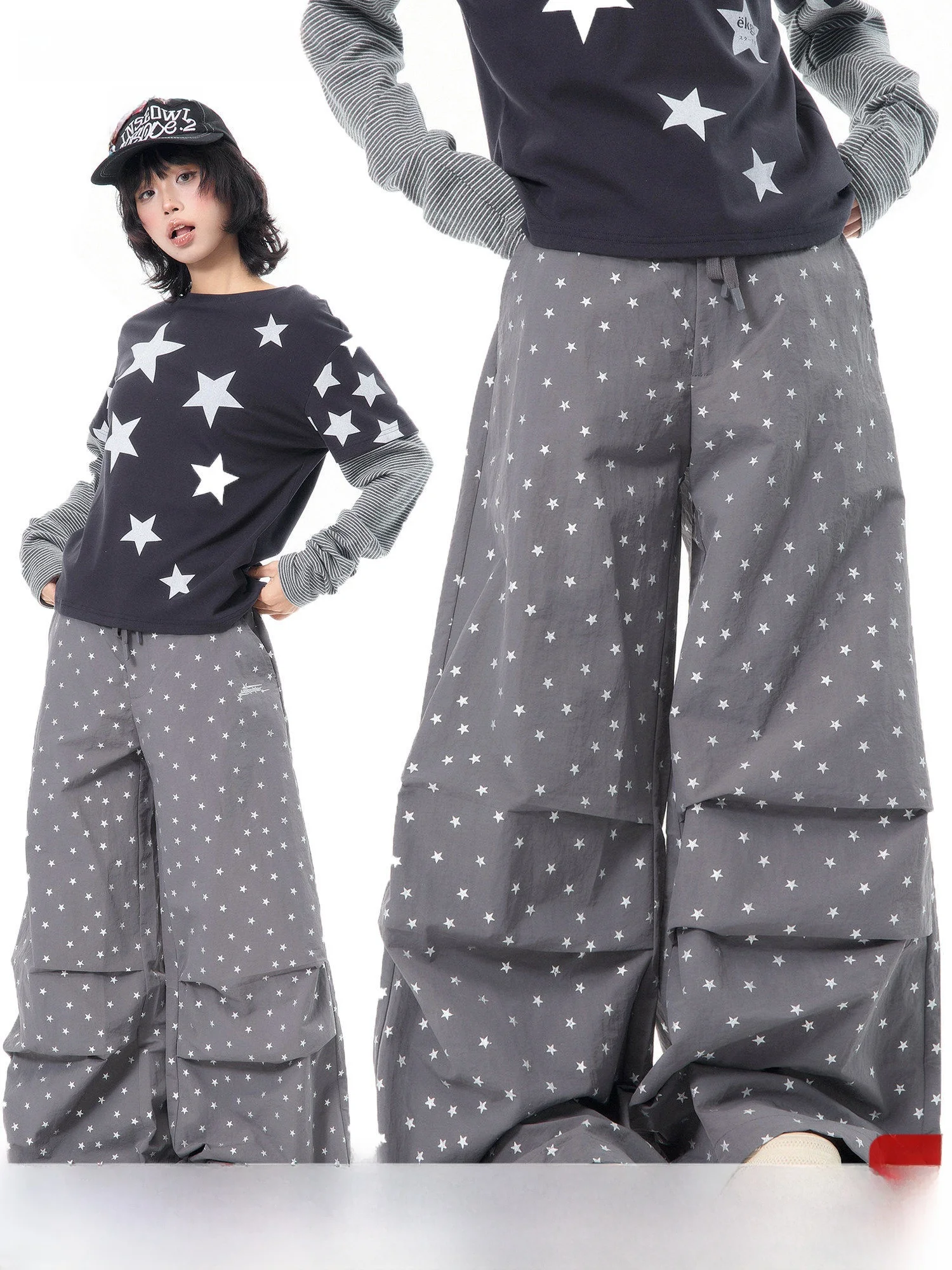 

Широкие брюки с принтом в корейском стиле MKGO, женские повседневные брюки-палаццо свободного кроя, спортивные, быстросохнущие, драпирующиеся, для работы