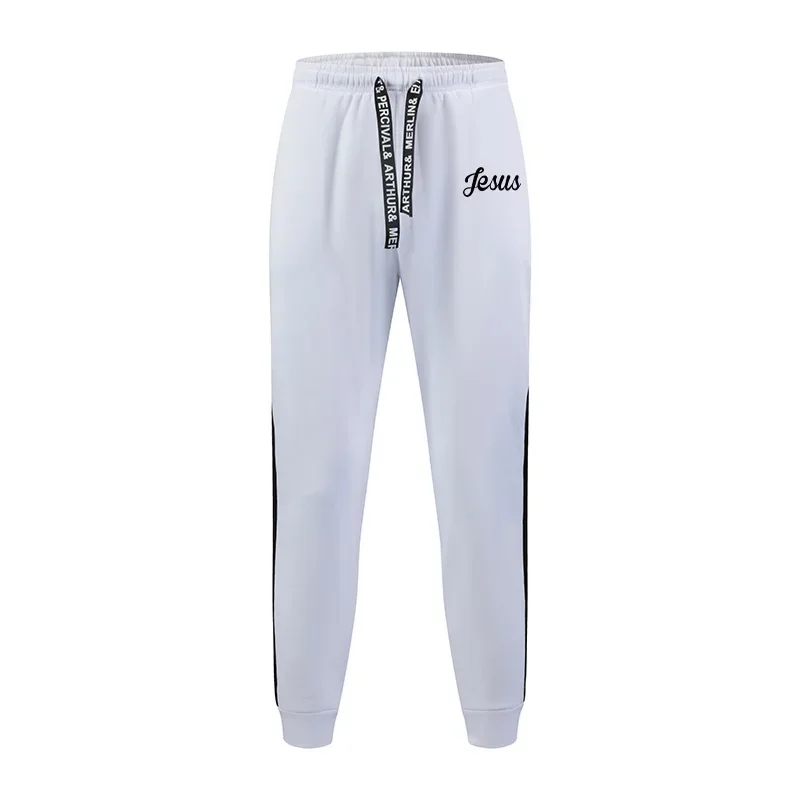 Jesus Printed Men's Tracksuit Hoodies Sweatpants Black White Mixing Color Sweatshirts Jogger Pants Urban Fashion Casual Outfits