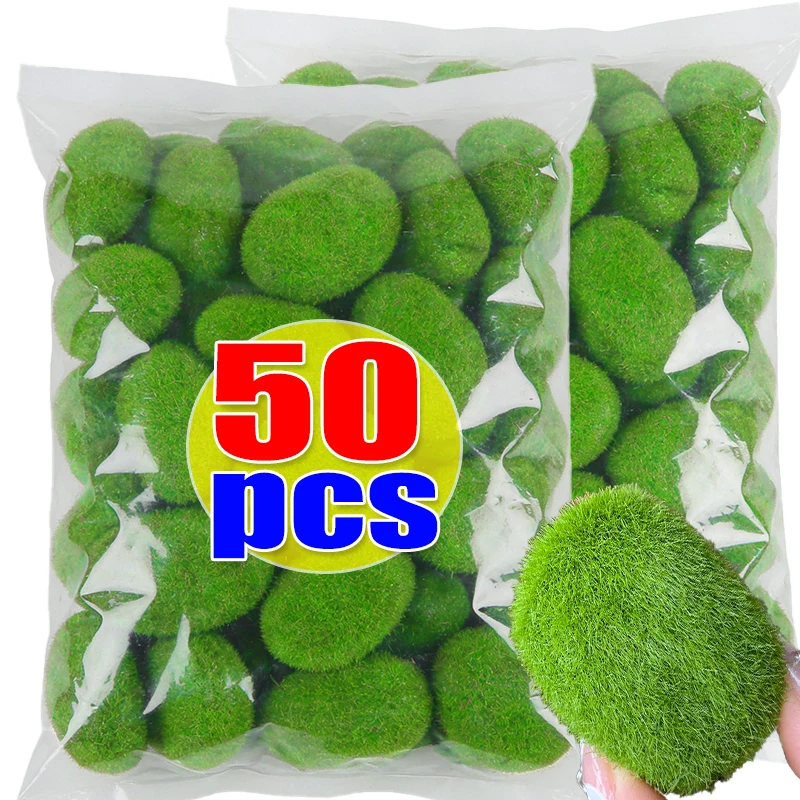 Artificial Foam Moss Rocks Fake Green Moss Stone Micro Landscape DIY Crafts for Home Garden Flower Pot Decoration Stone Crafts