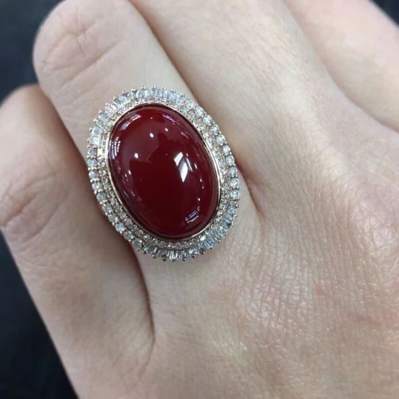 Nuove fedi nuziali in rubellite del sud intarsiate in argento per le donne regalo di gioielli di lusso leggero classico con apertura regolabile bordeaux