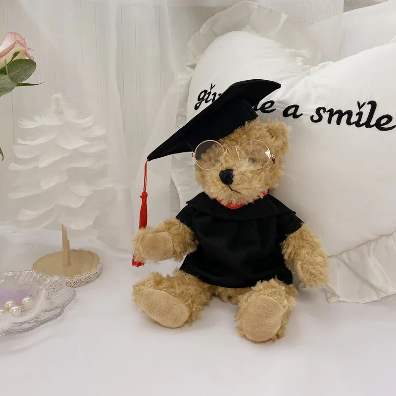 1PCS learned scholar Plush teddy bear Plush Dolls with Wearing glasses birthday Gifts for Kids Teddy Bear With Cloth Plush Toys
