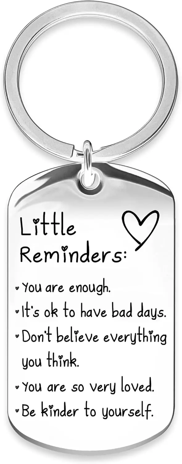 OUMILAN Little Reminders Keychain Inspiration Gifts for Women Men Affirmation Uplifting Mental Health You Are Enough Keyring