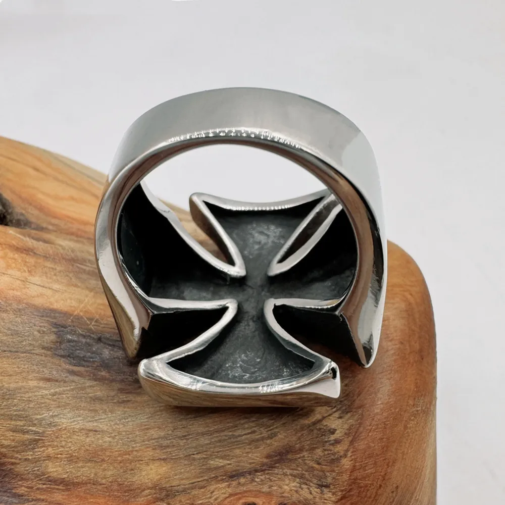 Cross Ring 316L Stainless Steel Jewelry Biker Punk Men Fashion Motorcycle Ring