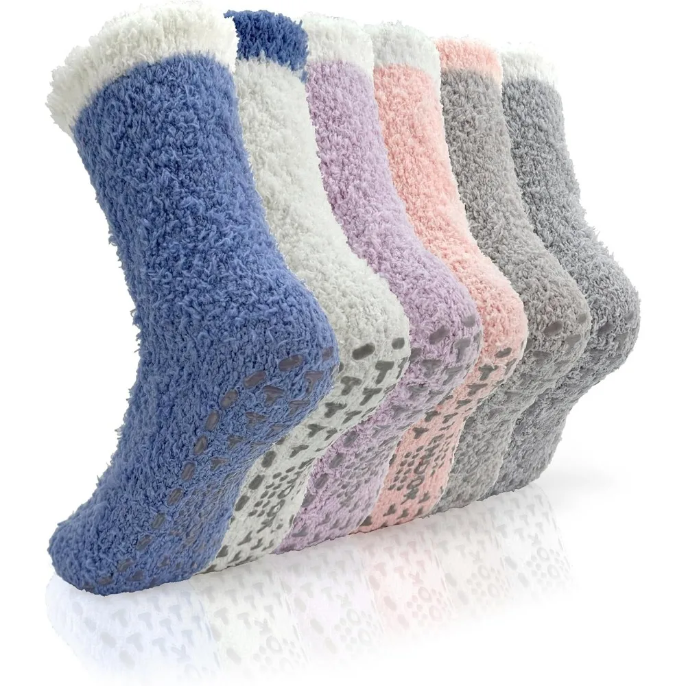 

Warm & Cozy Gifts for Women, Stocking Stuufers, Fluffy Fuzzy Plush Sleeping Slipper Socks - Soft Warm Fabric