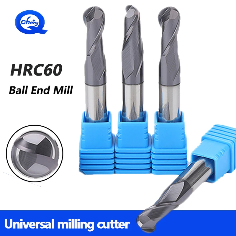 

HRC60 Two Flute Tungsten Carbide Ball Nose End Mill With AlTiN Coating High-Efficiency High-Feed High-Hardness Universal Millng
