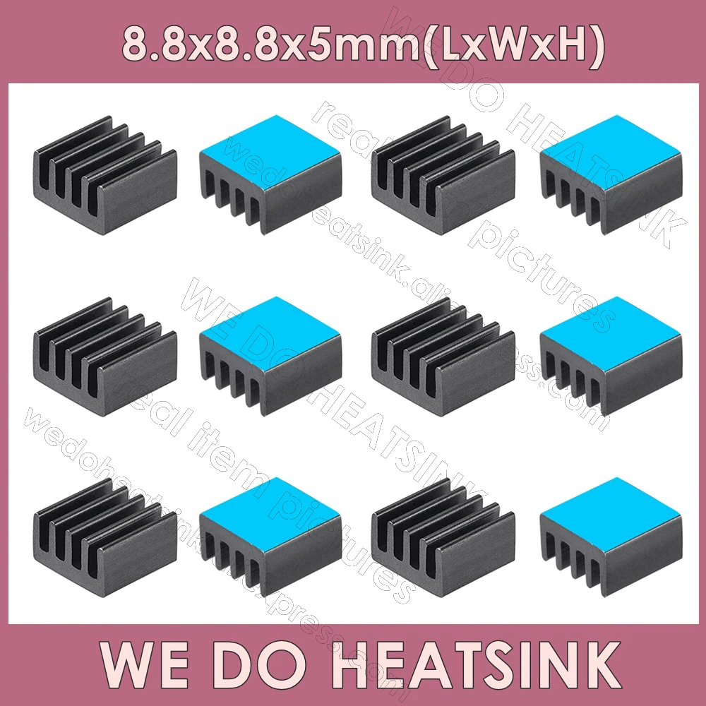 WE DO HEATSINK 8.8x8.8x5mm Without or With Thermal Pad Black Blue Anodized / Silver Aluminum Heatsink for A4988 3D Printer