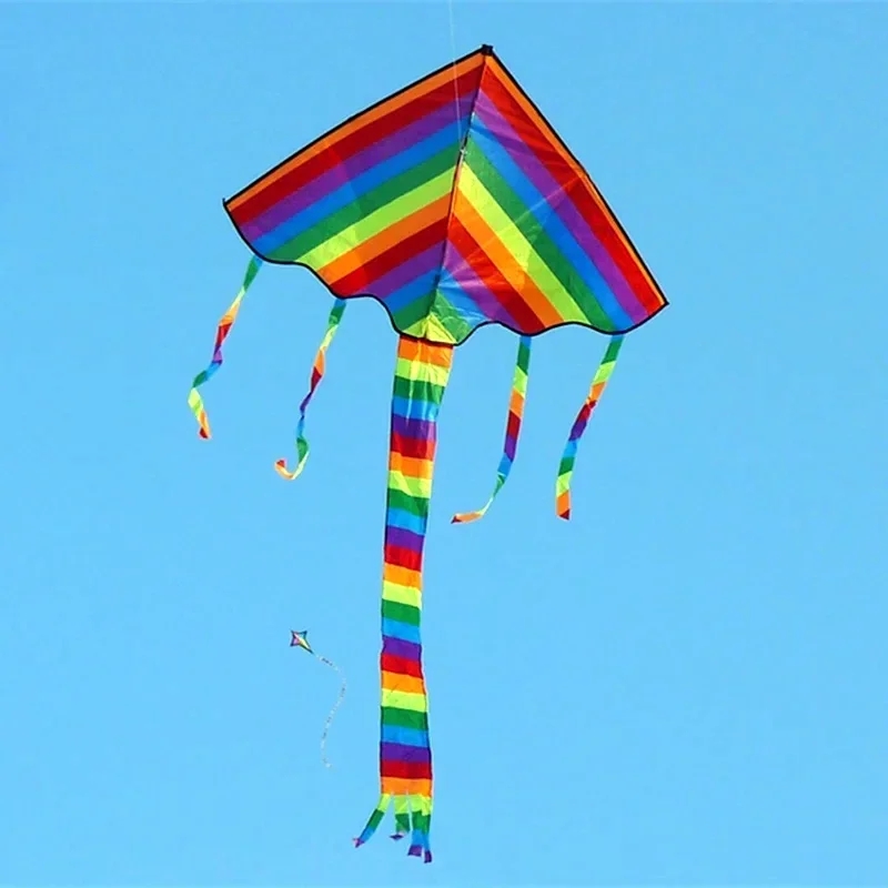 Free shipping rainbow delta kites for children kites for kids reel nylon kite butterfly kite quad line kite handles parachute