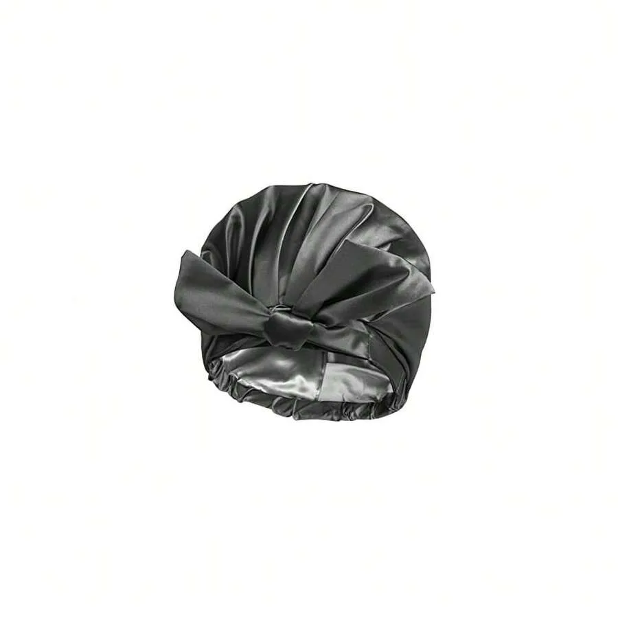 

Large Shower Cap For Women Reusable Waterproof Adjustable Shower Caps With Silk Satin Lined Luxury Shower Cap For Long Hair Bla