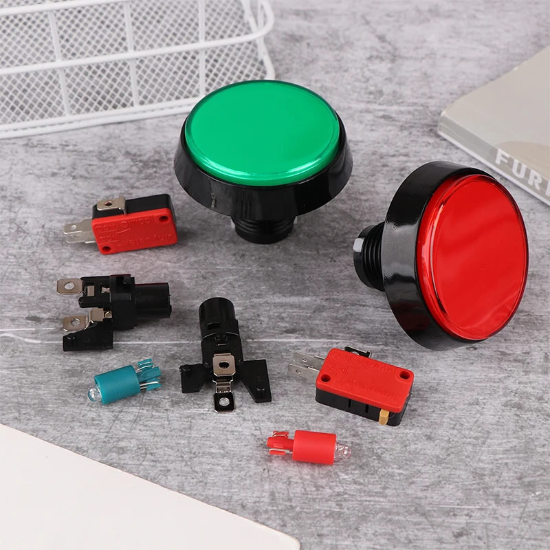 1 pz pulsante arcade 60mm DC 12V LED grande pulsante rotondo 5 colori micro pulsante interruttore pulsante di ripristino automatico per armadio arcade
