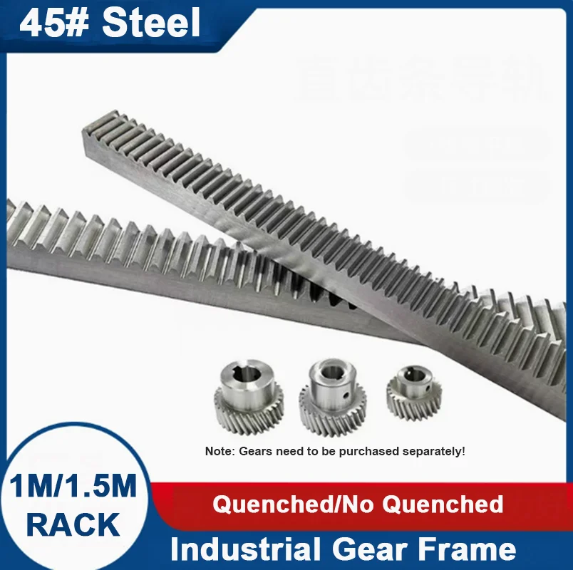 

1Pcs Gear Rack 1M 1.5M 45# Steel Linear Motion Rack Pinion Gear Set for CNC Router Linear Guide Length 500mm/1000mm